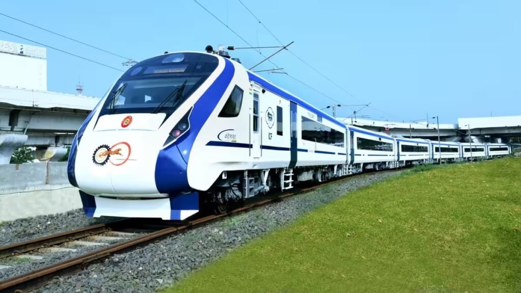 Prime Minister Narendra Modi flagging off 10 new Vande Bharat Express trains. This major expansion brings the total to over 50 Vande Bharat services, enhancing connectivity across 45 routes nationwide and bolstering the network that now spans 24 states and 256 districts.