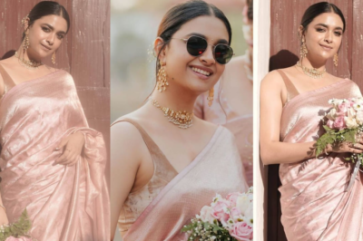 Keerthy Suresh’s Pale Pink Saree: The Perfect Wedding Attire