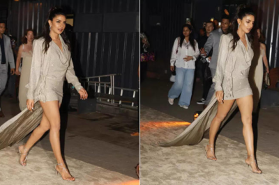 Priyanka Chopra Shines in a Stylish Gray Mini-Dress at Mumbai Event