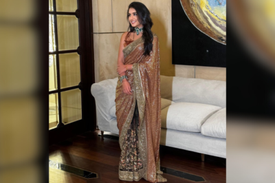 Radhika Merchant’s Shimmery Sari Look: A ’90s Nostalgia Reimagined