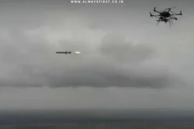 DRDO ULPGM-V3 precision-guided missile launched from an unmanned aerial vehicle (UAV) during successful flight trials in Andhra Pradesh, India.