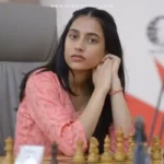 Divya Deshmukh celebrates after defeating Koneru Humpy in FIDE Women’s World Cup chess final
