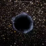 Artist's depiction of a supermassive black hole with swirling accretion disk, illustrating the newly discovered 36-billion-solar-mass giant