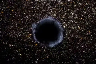 Artist's depiction of a supermassive black hole with swirling accretion disk, illustrating the newly discovered 36-billion-solar-mass giant