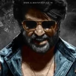 Rajinikanth in a fierce pose from the movie Coolie, fans cheering in excitement