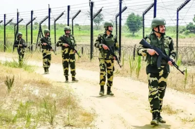 16 BSF jawans stand in uniform, proudly holding their gallantry medals after Operation Sindoor.