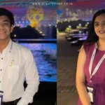 Foram Kundalia and Khushal Katdare, co-founders of Nishkaam Innovations, holding their biodegradable sanitary pads and UriMate device