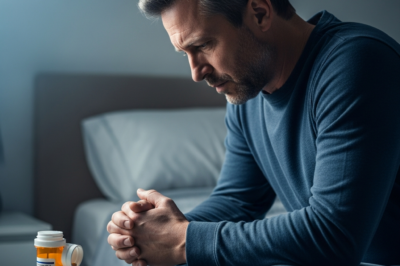 Clinical study document and GLP-1 medication packaging indicating erectile dysfunction research findings