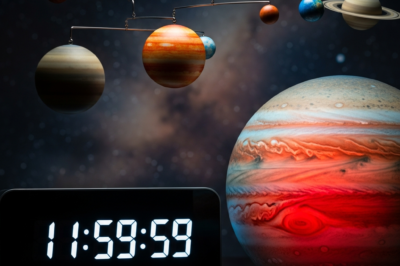 Illustration of Venus showing its slow rotation and thick atmosphere against a backdrop of stars and the sun