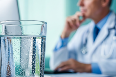 Illustration of a person drinking water to maintain kidney health and prevent stone formation