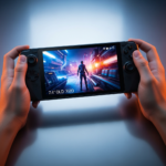 Asus ROG Ally X20 handheld gaming console with 7.4 inch OLED screen and TMR joysticks