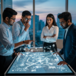 Indian-American entrepreneur presenting a business strategy for an HR tech unicorn startup in Silicon Valley