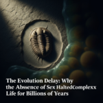 Microscopic view of early multicellular organisms and asexual cell division process in ancient oceans.