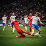 South Korea and Czechia players competing for the ball during a FIFA World Cup Group A match with intense stadium atmosphere.