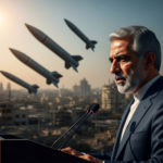 Iranian long-range ballistic missiles displayed at a military parade as a symbol of national deterrence.