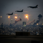 Military aircraft and missile explosions during West Asia night strikes conflict between US and Iran