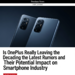 OnePlus logo and smartphone on a digital background representing market trends and rumors.