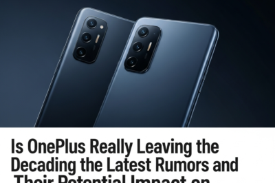 OnePlus logo and smartphone on a digital background representing market trends and rumors.