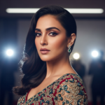 A stunning and glamorous portrait of Triptii Dimri posing in a shimmering designer saree, showcasing her signature elegance and expressive features.
