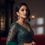A stunning and glamorous portrait of Triptii Dimri wearing an elegant designer gown with a soft cinematic backlight at a red carpet event.
