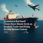 Houthi missile launch and Saudi oil tanker in the Red Sea maritime conflict zone in the Red Sea security crisis