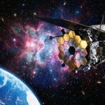 An artist's conceptual rendering of the Nancy Grace Roman Space Telescope in Earth's orbit with a view of the Milky Way.