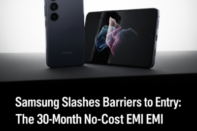Samsung Galaxy Z Fold6 and Z Flip6 flagship smartphones displayed to highlight flexible 30-month no-cost EMI payment options.