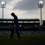 Indian cricketer in national jersey looking disappointed during a practice session