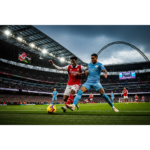 Arsenal vs Manchester City FA Community Shield match at Wembley Stadium with fans cheering