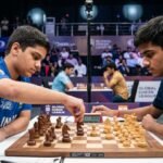 Abhimanyu Mishra and Leon Luke Mendonca focused intensely during their high-stakes match at the Global Chess League.