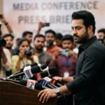 Actor Jr. NTR and Janhvi Kapoor in a collaborative promotional still from the movie Devara, emphasizing digital integrity.
