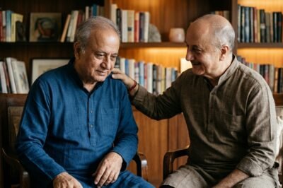 Raju Kher and Anupam Kher together, representing brotherly support during Raju's cancer battle.