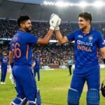 Shubman Gill and Shreyas Iyer in action during an ODI match for India, showcasing their batting prowess.