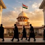The Supreme Court of India building in New Delhi, representing the strength and independence of the Indian judiciary.