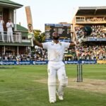South African captain Temba Bavuma celebrating his monumental 179-run innings against the West Indies.