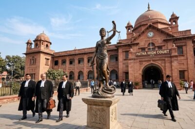 A formal architectural view of the Patna High Court building, symbolizing the site of the landmark judicial ruling against Bihar's reservation hike.